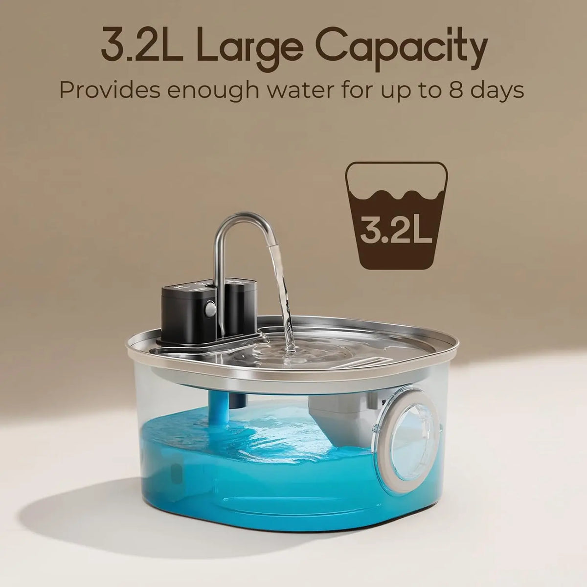 3L Stainless Steel Cat Water Fountain – Wireless Rechargeable with Motion Sensor