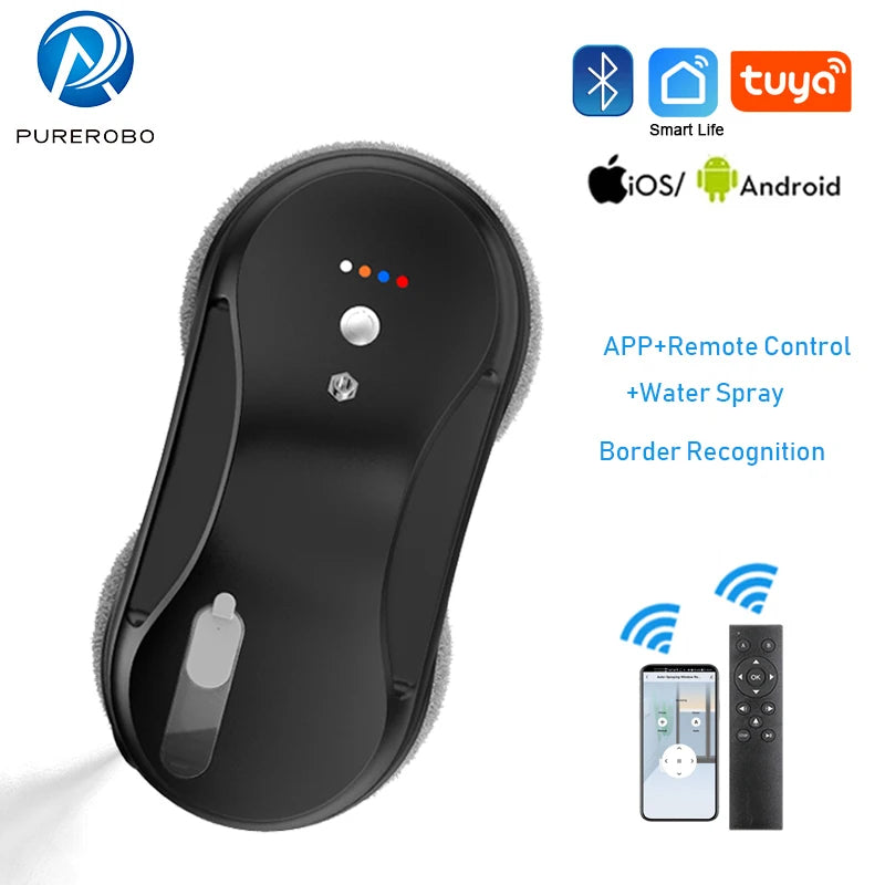 Window Cleaning Robot Purerobo W-R3S With APP & Remote Control Smart Automatic Water Spray Glass Electric Window Cleaner Robot