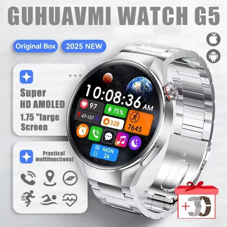 G5 Plus GPS Smart Watch for Men, 1.75" AMOLED, Compass, Bluetooth Calling, IP68