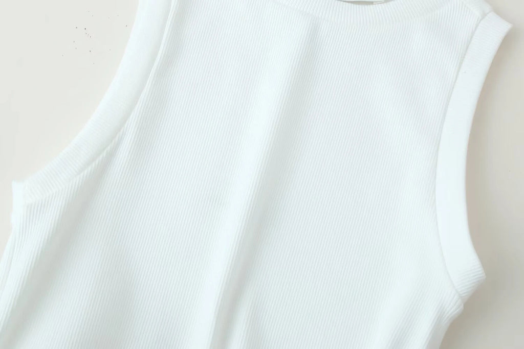 ZERAINS Women's Spring/Summer New Product Versatile Sleeveless Round Neck with Belt Stacked Splicing Tank Top Dress