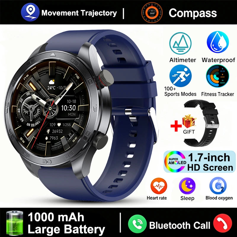 Outdoor GPS Smart Watch with AMOLED Screen, Compass, Bluetooth Calling, IP68 Waterproof