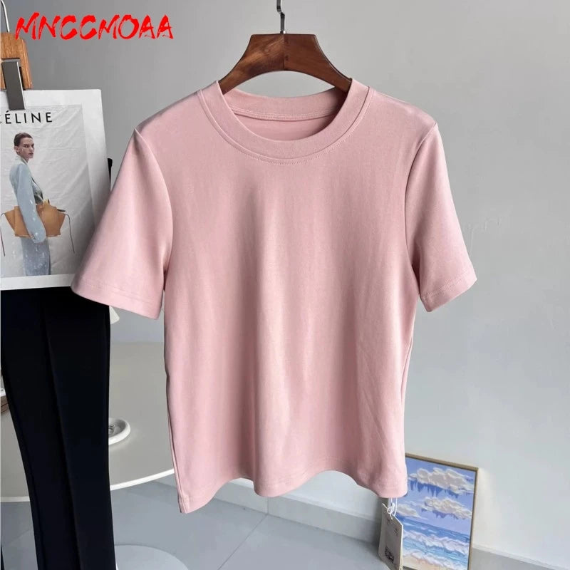 High Quality 2026 Summer New Women Fashion Stripes O-Neck Cotton T-Shirt Ladies Casual Short Sleeve Basic Tees Tops Female