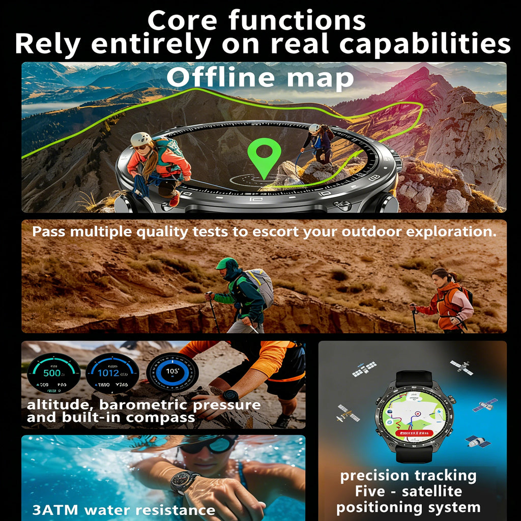 HD300 Pro Outdoor GPS Smart Watch with Offline Maps, 1.43" AMOLED, Bluetooth Calling