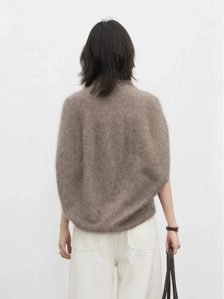 Women's Oversized Turtleneck Sweater Vest – Retro Sleeveless Knit Pullover