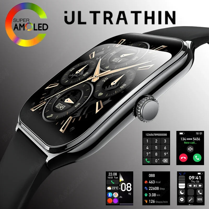 Ultra-Thin 1.96" AMOLED Smart Watch with Always-On Display & Bluetooth Calling