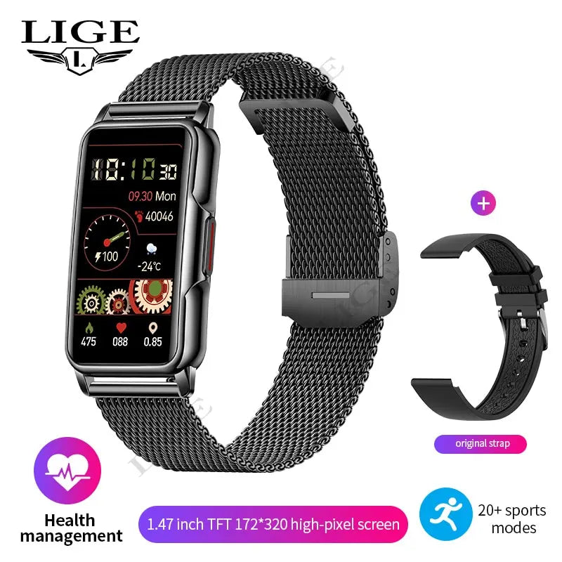 LIGE Women's Smart Watch with Steel Band, Bluetooth Calling, IP67 Water Resistant