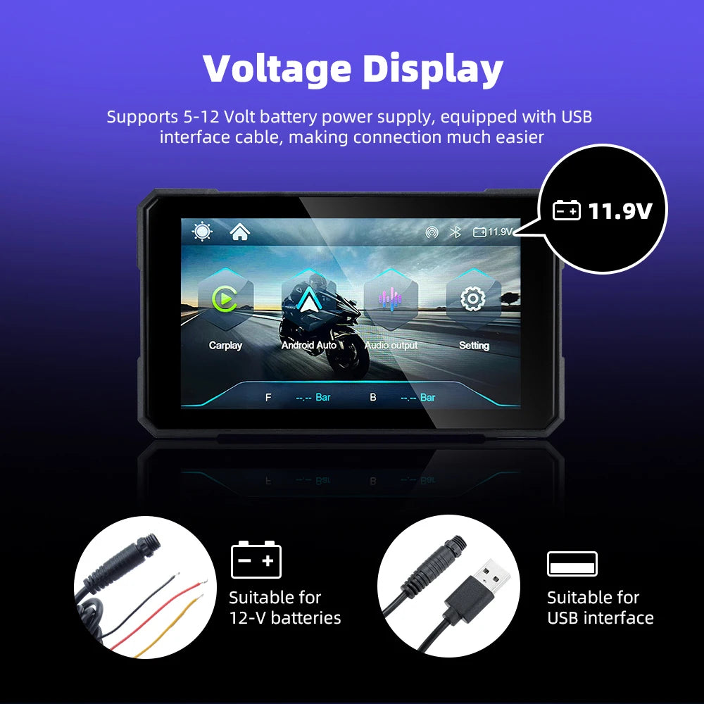 5" Wireless CarPlay & Android Auto Motorcycle Display – Portable GPS Dashboard