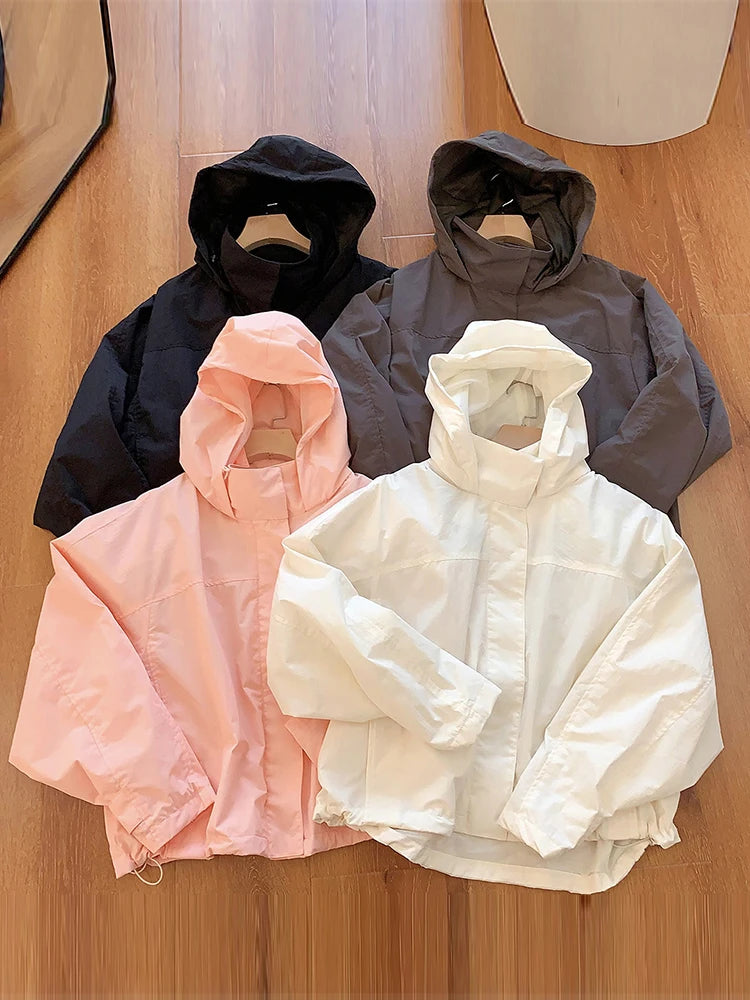 Women's Hooded Windbreaker Jacket – Lightweight Windproof Outdoor Sport Coat