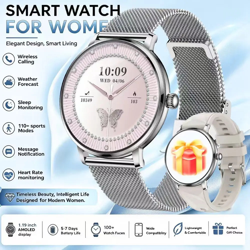 Military-Style Smart Watch, 1.19" AMOLED Display, Bluetooth Calling, Water Resistant