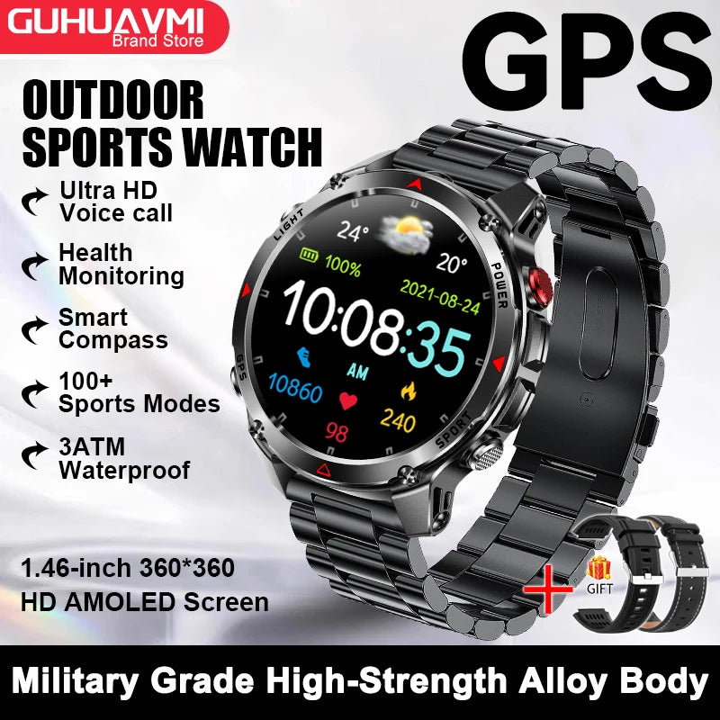 GPS Navigation Smart Watch with AMOLED Screen, Compass, NFC & Bluetooth Calling