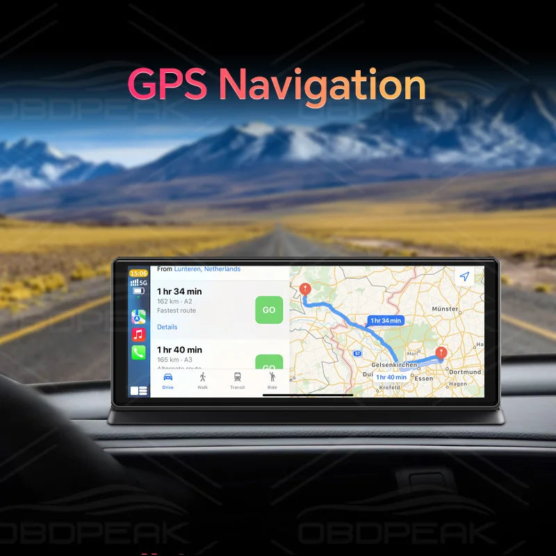 11.3インチ 4Kドライブレコーダー ワイヤレスCarPlay＆Android Auto対応 – デュアルレンズ、GPSナビ