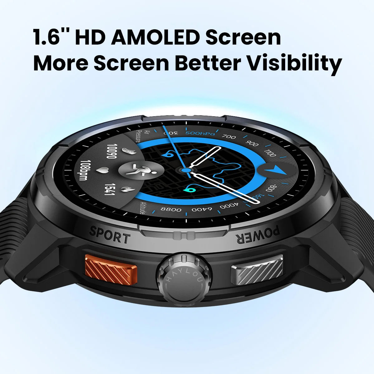HAYLOU Solar Ultra GPS Smart Watch, 1.6" AMOLED, 5ATM Water Resistant, Bluetooth Calling