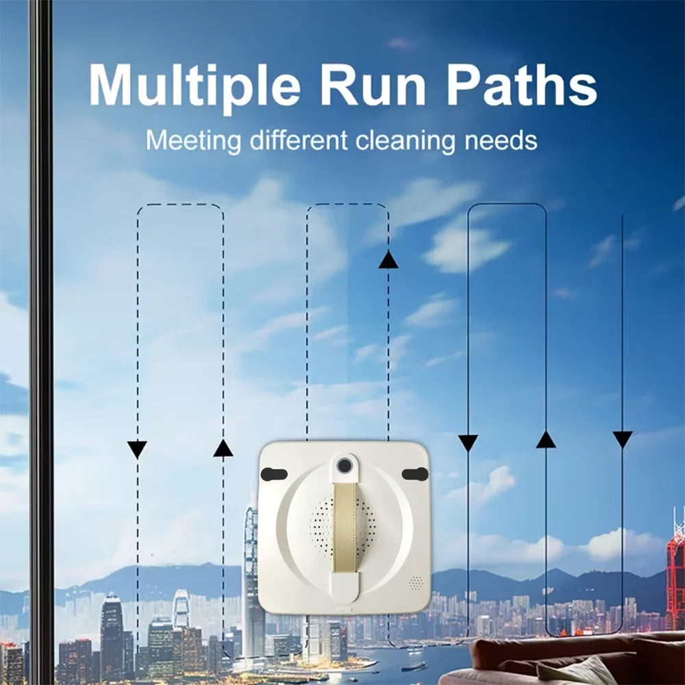 Window Cleaning Robot with 2-Way Water Spray Home Glass Floor Wall Cleaner with Laser Sensor Smart Navigation