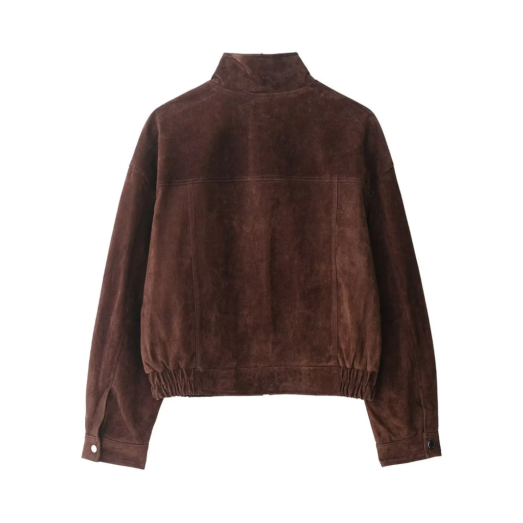Women's Slim Warm Autumn Jacket with Big Pockets – Elegant Street-Style Coat
