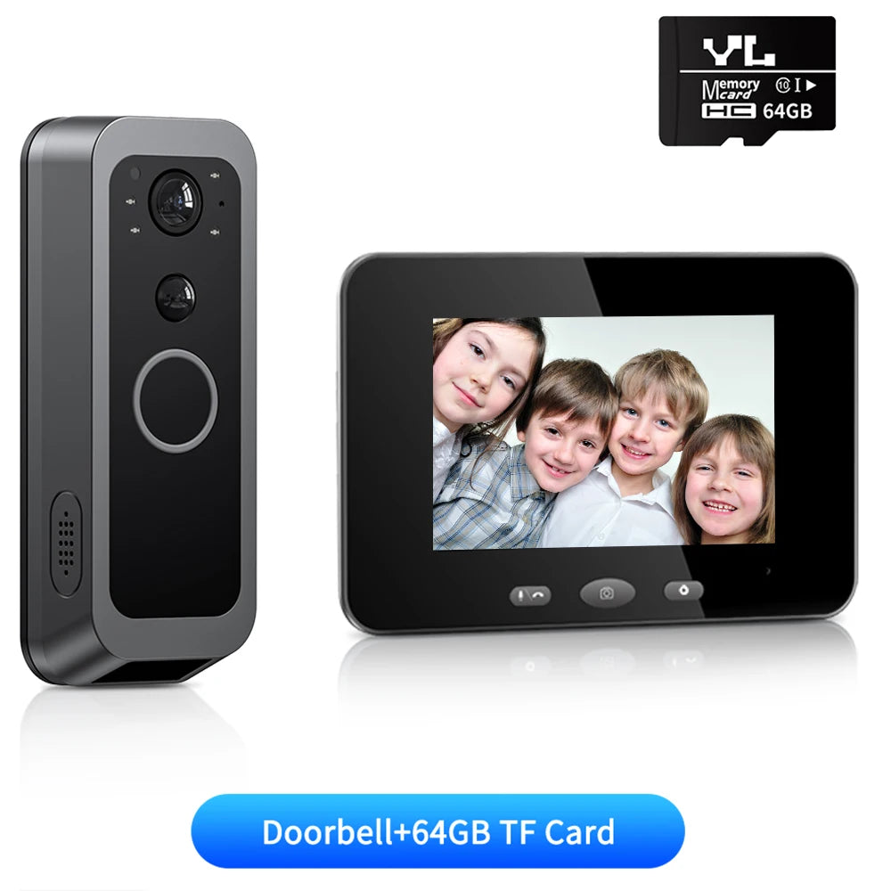 2 Way Audio Smart Wireless Doorbell Camera HD Night Vision Visual Intercom Doorbell Peephole Doorbell