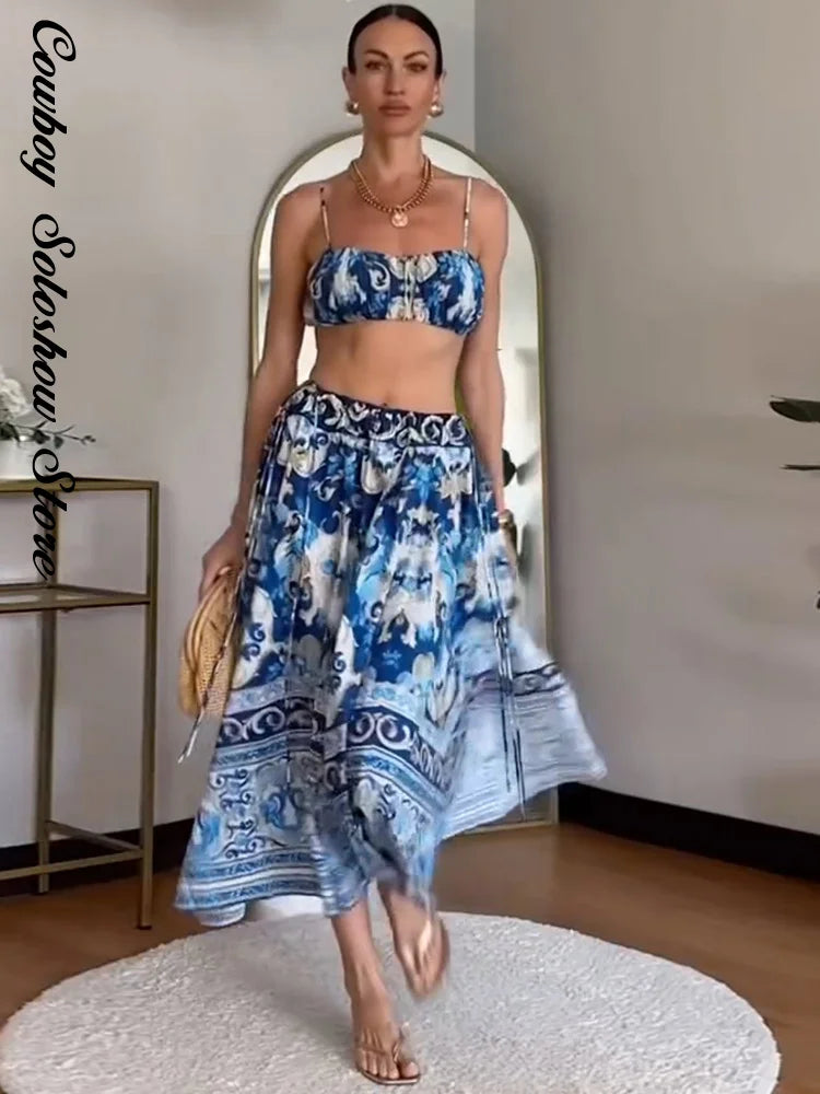 Vintage Printed Women's Short Jumpsuit Square Neck Sleeveless Waist Cinching Lace Up Strap Jumpsuits New Causal Beach Clothes