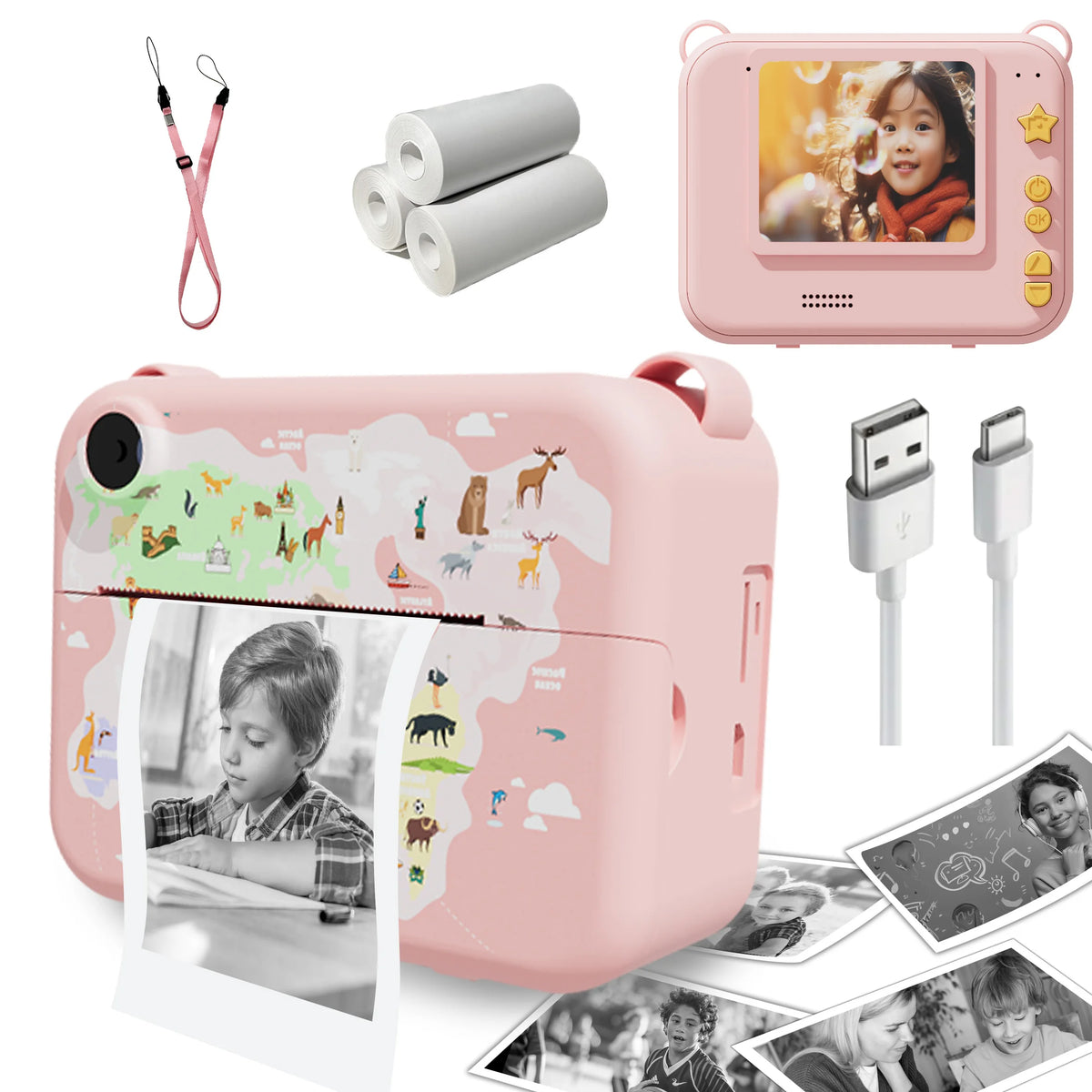 Kids Instant Print Camera – 1080P HD Digital Camera with Thermal Printer