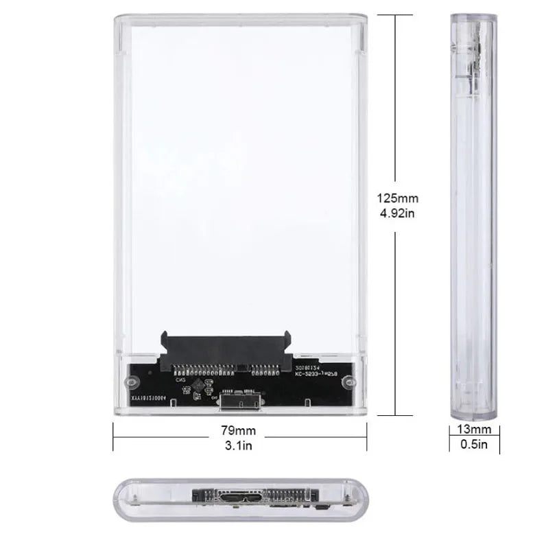 USB 3.0 SATA 2.5 inch Transparent SSD HDD hard drive Box Case HDD Enclosure+Type-C 3.1  Plug Mobile Phone External+Micro Cable