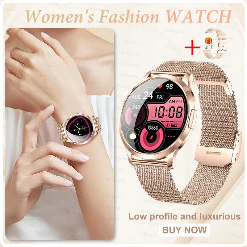 Women's 1.32" AMOLED Smart Watch with Bluetooth Calling, Elegant Steel Band