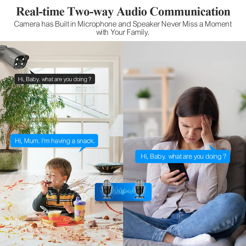 Techage 8CH 8MP 5MP 4K PoE Camera System 2-Way Audio Colorful Night H.265 Smart AI Face Detection CCTV Video Surveillance XMEYE