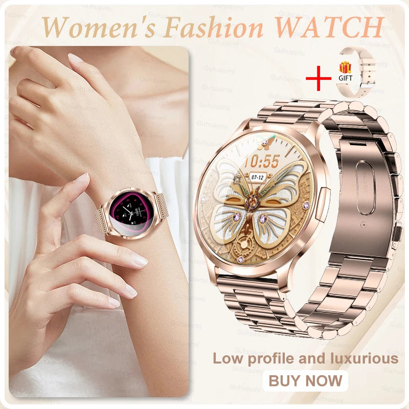 Women's AMOLED Smart Watch with Custom Watch Faces, Bluetooth Calling, Water Resistant