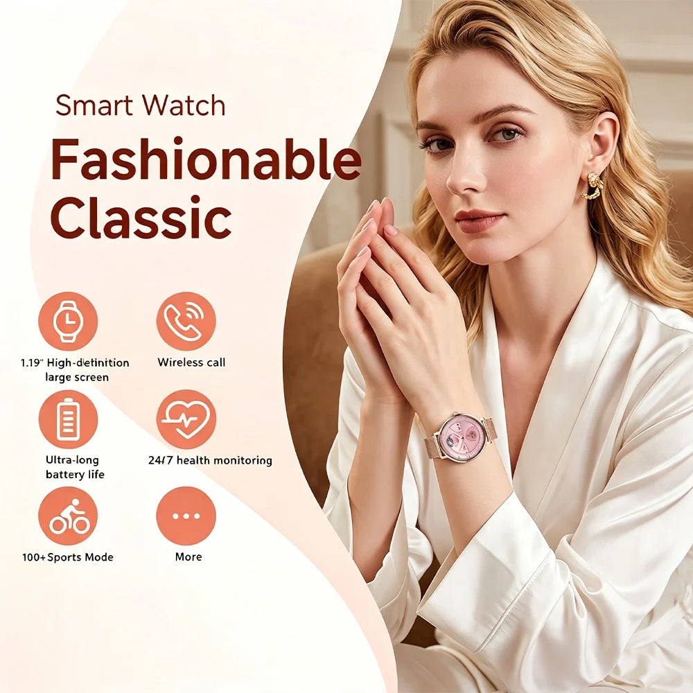 Military-Style Smart Watch, 1.19" AMOLED Display, Bluetooth Calling, Water Resistant