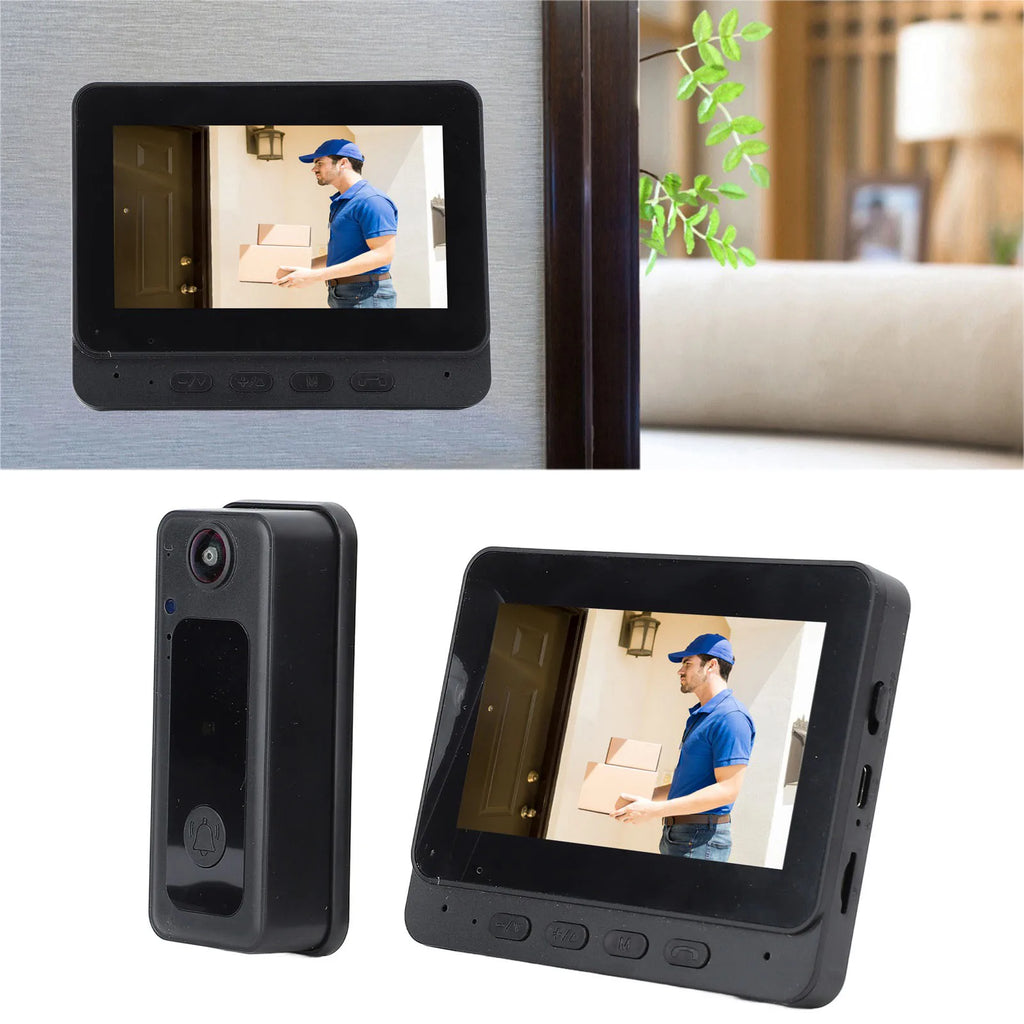 Wireless Doorbell Camera 8MP Video Doorbell Camera 170 Degree Wide Angle Fisheye Lens 2 Way Talk with Indoor Monitor for Villa