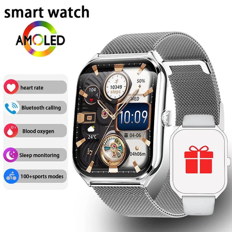 Ultra-Thin 1.96" AMOLED Smart Watch with Always-On Display & Bluetooth Calling