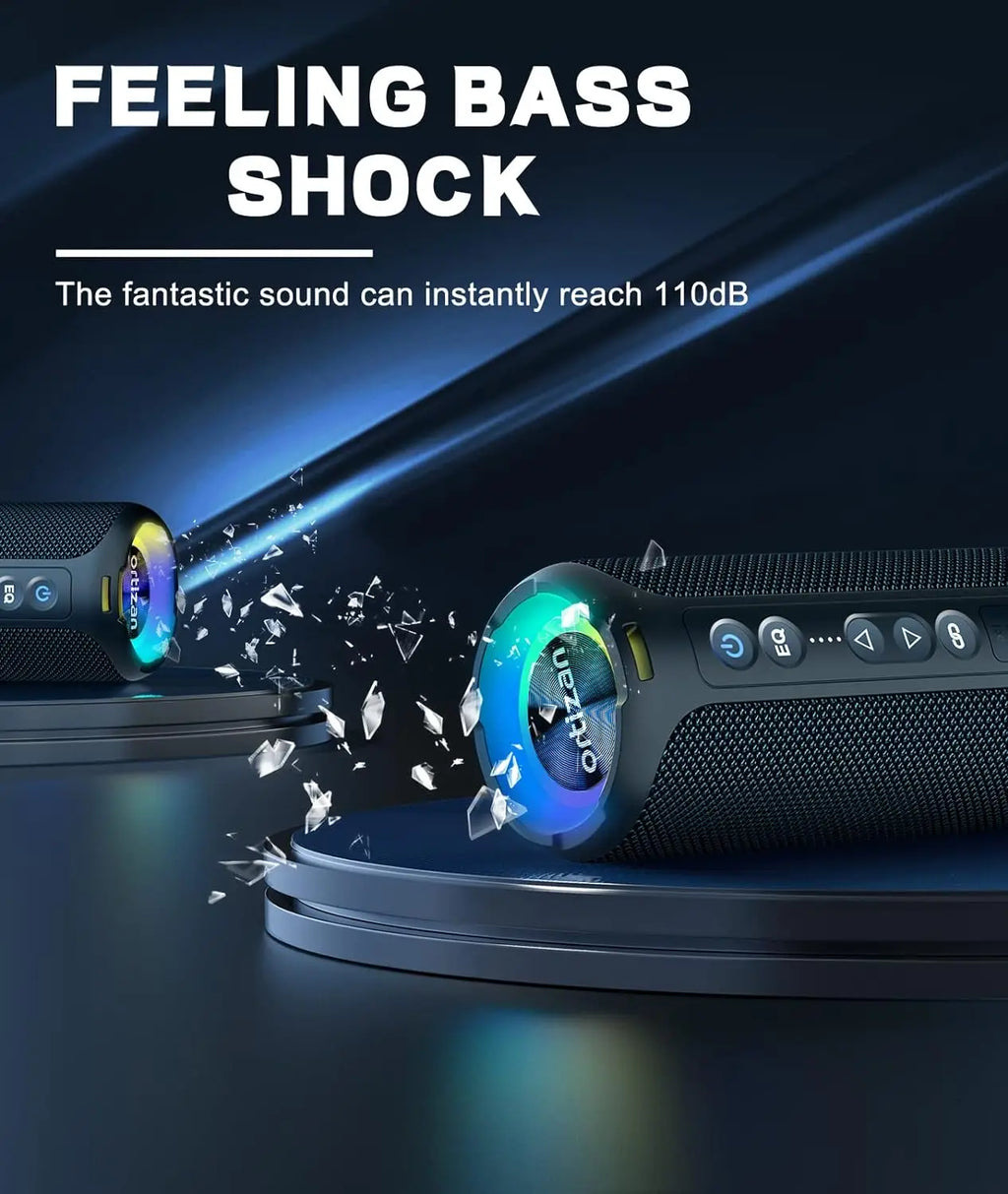 40W Portable Bluetooth Speaker – Deep Bass, Waterproof Outdoor Wireless Speaker