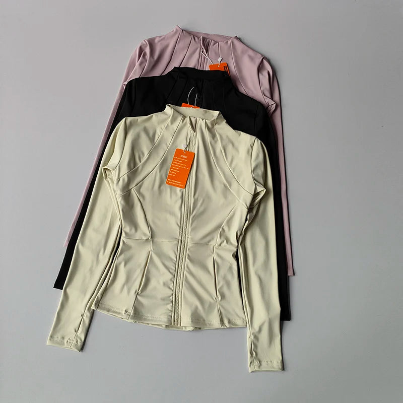 Women's Full-Zip Workout Jacket – Warm Long Sleeve Yoga & Running Top
