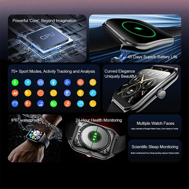 Ultra-Thin 1.96" AMOLED Smart Watch with Always-On Display & Bluetooth Calling