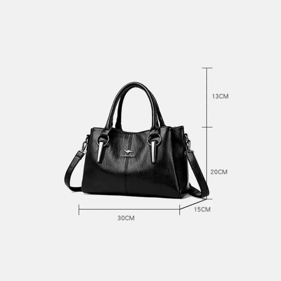 3-Layer Soft PU Leather Shoulder Crossbody Bag – Large Women's Handbag