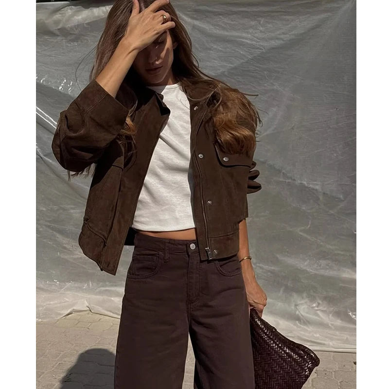 Women's Slim Warm Autumn Jacket with Big Pockets – Elegant Street-Style Coat