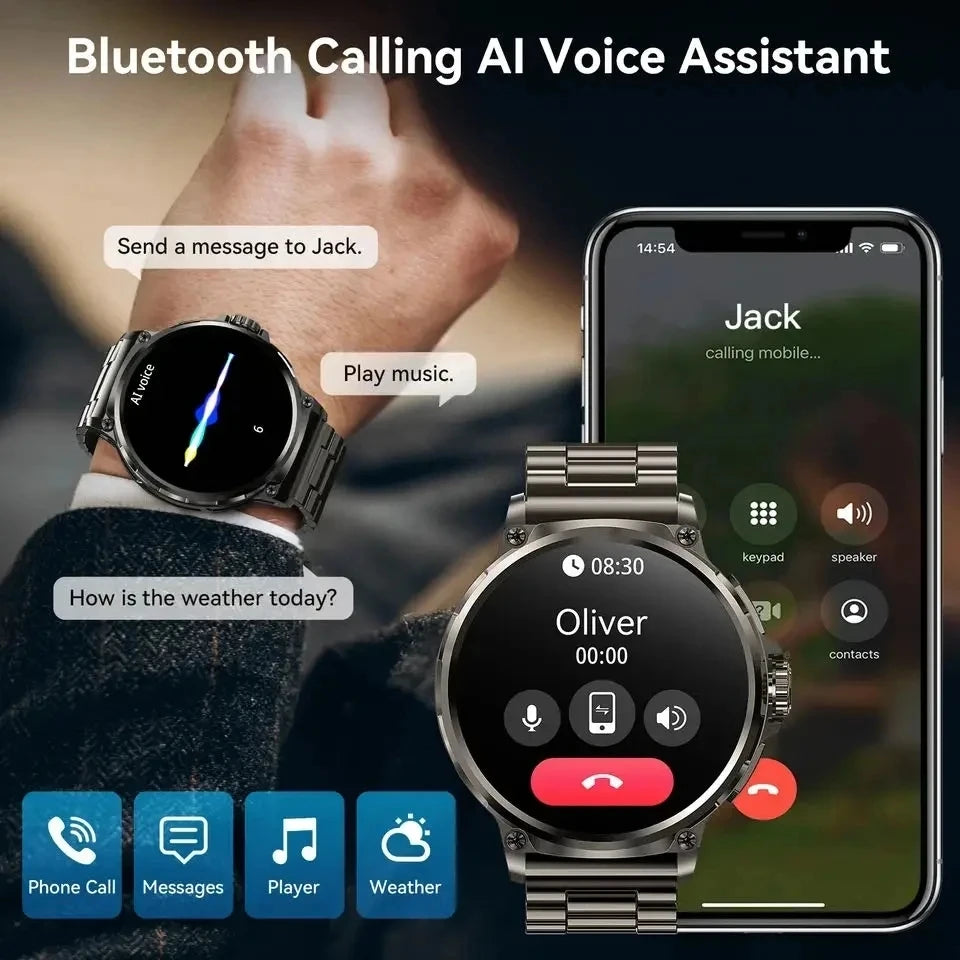 1.85" AMOLED Smart Watch with GPS Tracking, Bluetooth Calling & 710mAh Battery