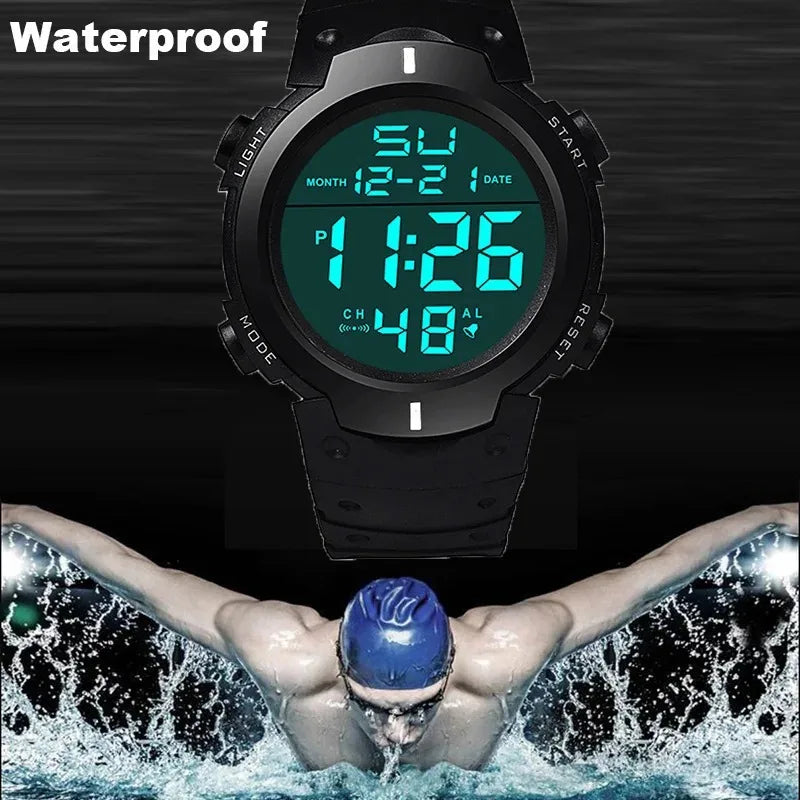 Men's Sport LED Digital Watch with Backlight, Chronograph & Alarm, Shock Resistant