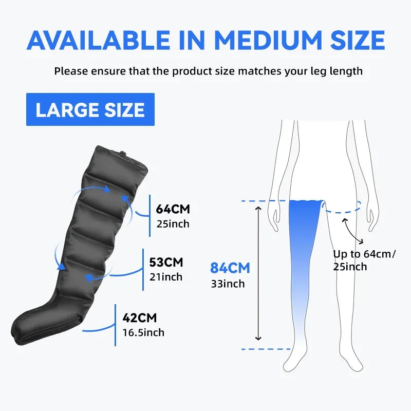 Pneumatic Leg & Calf Massager with Heat – Air Compression Wraps