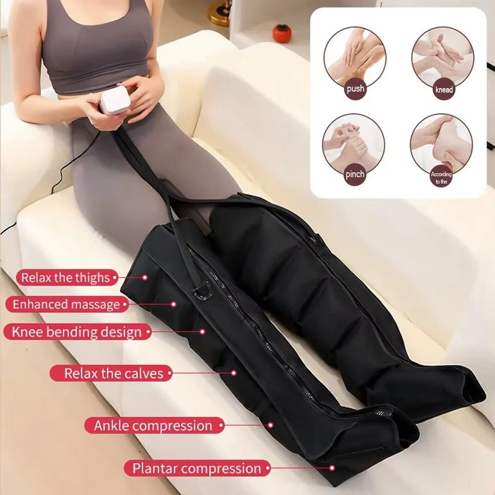 Pneumatic Leg & Calf Massager with Heat – Air Compression Wraps