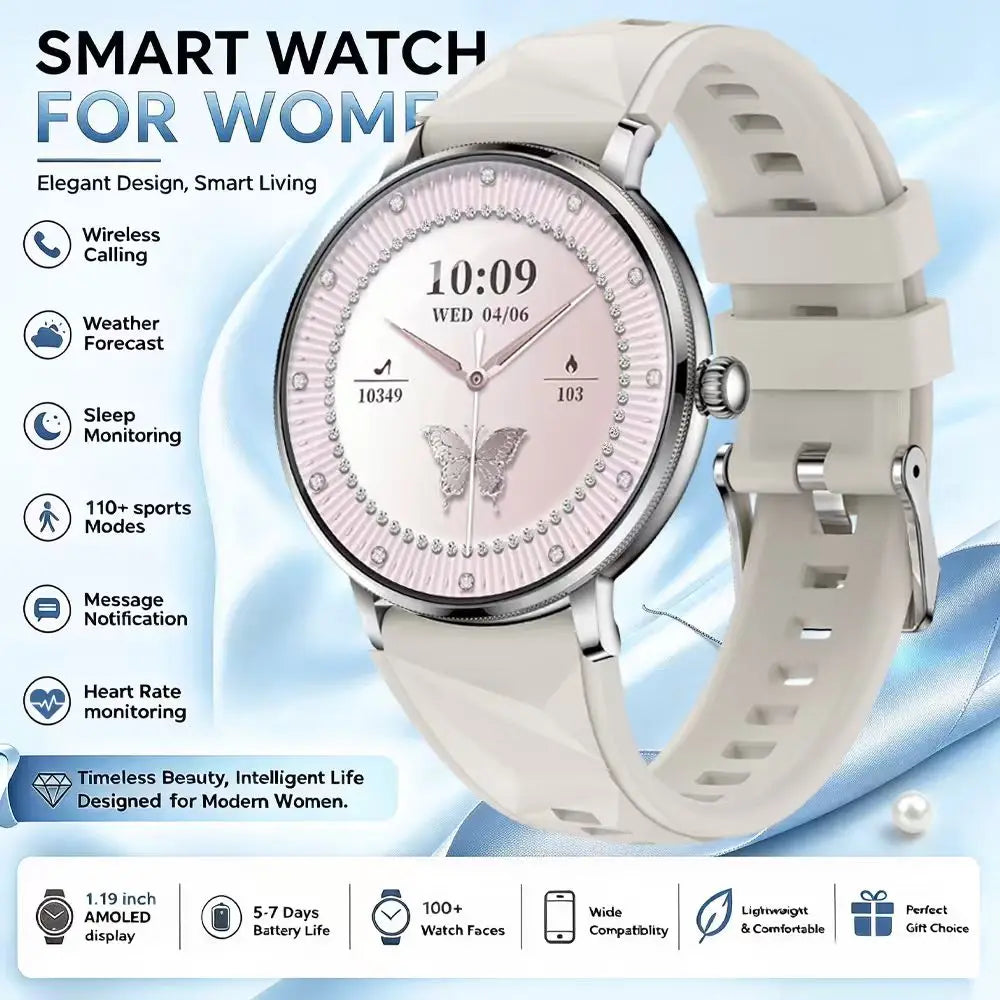 Military-Style Smart Watch, 1.19" AMOLED Display, Bluetooth Calling, Water Resistant
