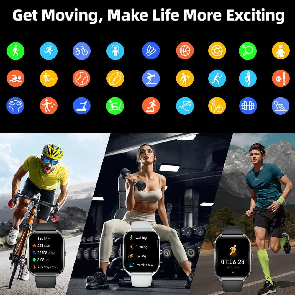 Ultra-Thin 1.96" AMOLED Smart Watch with Always-On Display & Bluetooth Calling