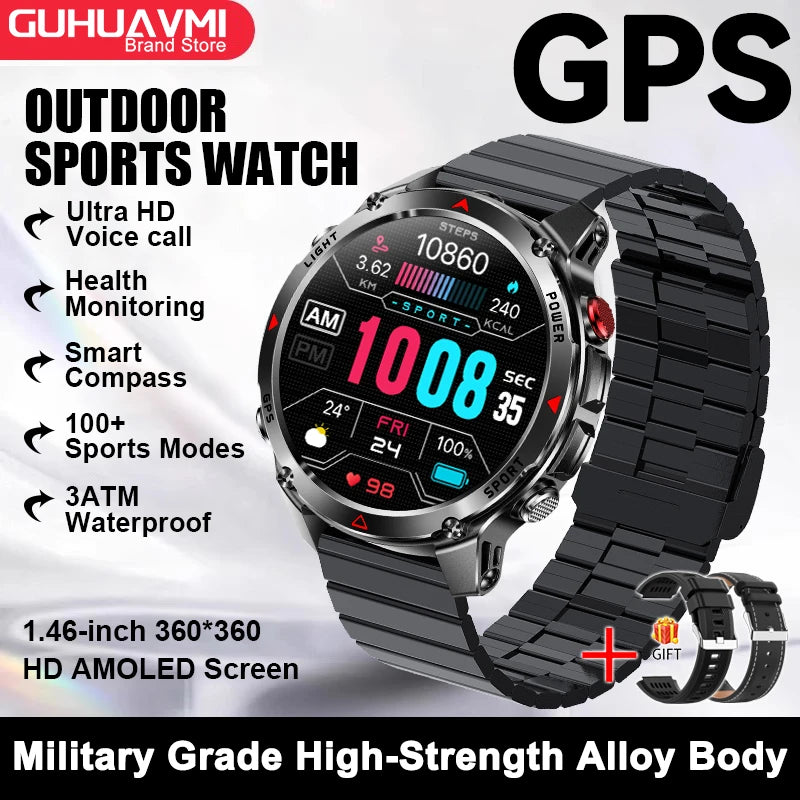 GPS Navigation Smart Watch with AMOLED Screen, Compass, NFC & Bluetooth Calling