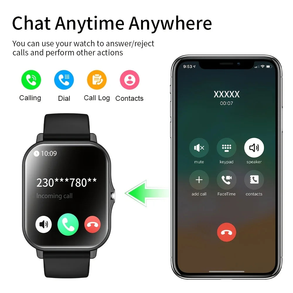 1.83" Full Touch Smart Watch with Wireless Calling & Pedometer for Men and Women