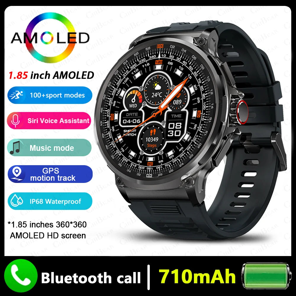 1.85" AMOLED Smart Watch with GPS Tracking, Bluetooth Calling & 710mAh Battery