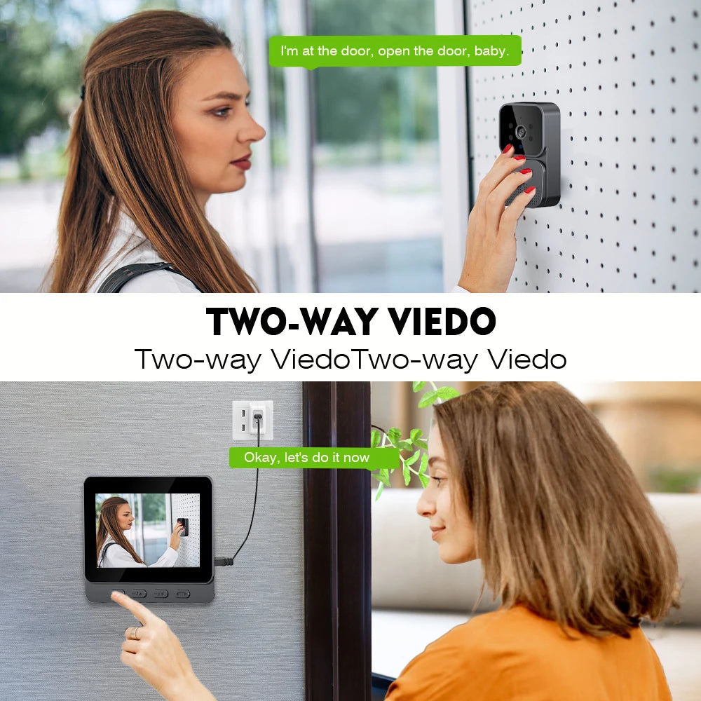Video Doorbell with Intercom  Doorbell Camera with 4.3 Inch Screen Household Infrared Night Version Two-Way Speaking Long Batter