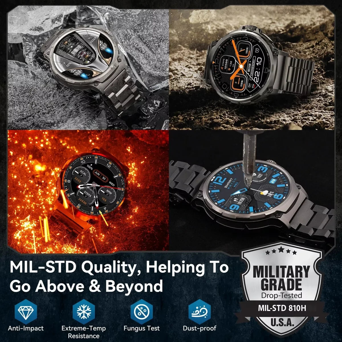 1.85" AMOLED Smart Watch with GPS Tracking, Bluetooth Calling & 710mAh Battery