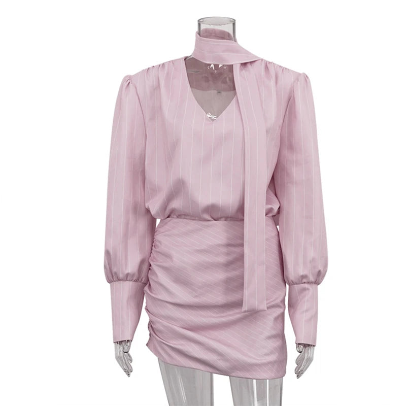 Urban Solid Blazer Skirt Women Set Scarf Collar Long Sleeve Button Top Hip Package Skirts 2026 Summer Holidays Lady Suit New