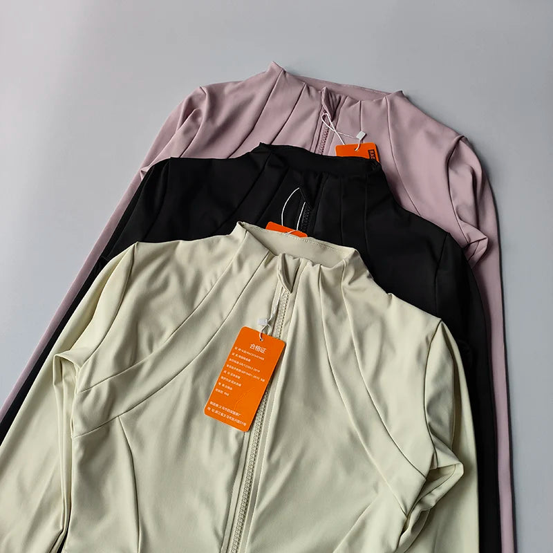 Women's Full-Zip Workout Jacket – Warm Long Sleeve Yoga & Running Top