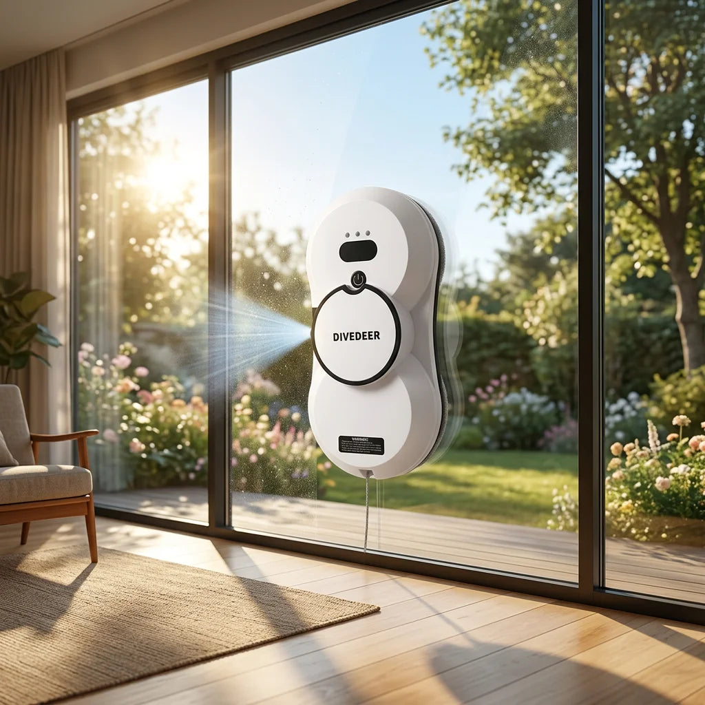 DIVEDEER Home intelligent cleaning robot with automatic water spraying function, anti drop magnetic glass cleaning machine