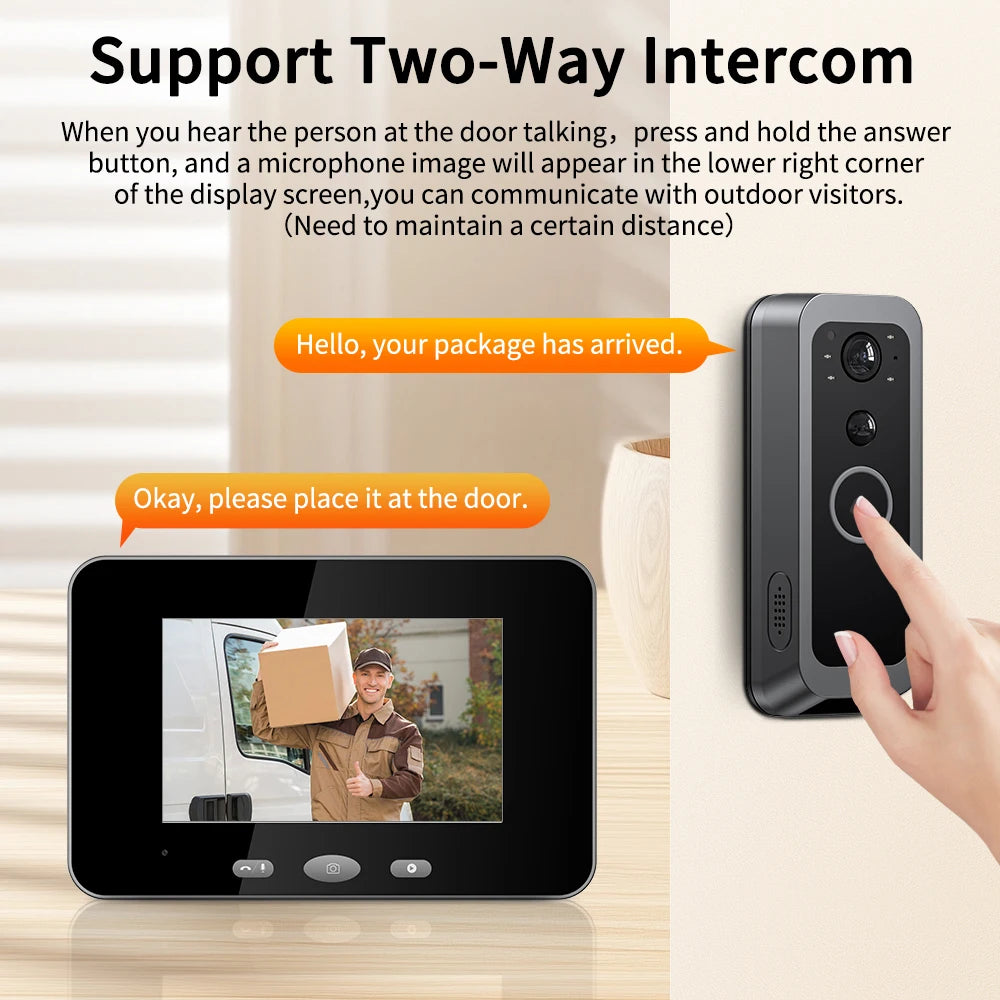 2 Way Audio Smart Wireless Doorbell Camera HD Night Vision Visual Intercom Doorbell Peephole Doorbell