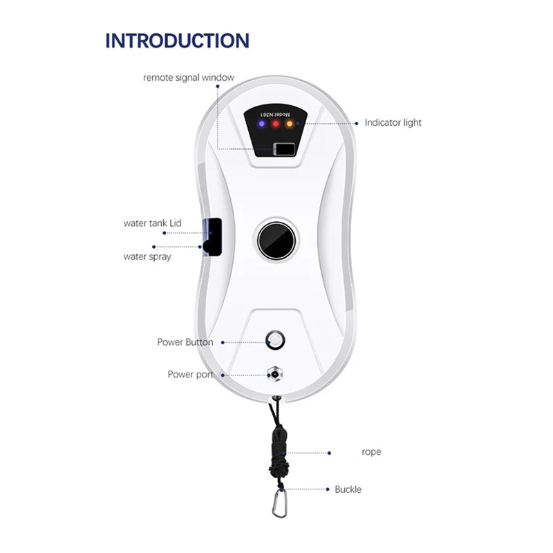 ABAC-Window Cleaning Robot With Water Remote Control Vacuum Cleaner Glass Wiper Dry Wet Mopping Capabilities EU Plug