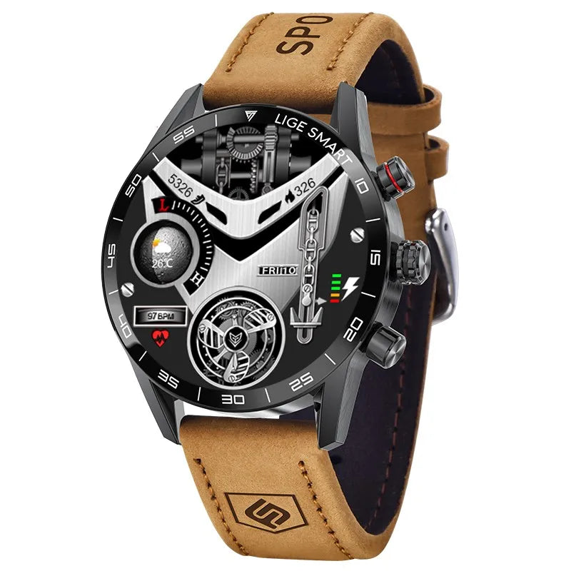 LIGE Rugged Military GPS Smart Watch for Men, AMOLED Display, Bluetooth Calling